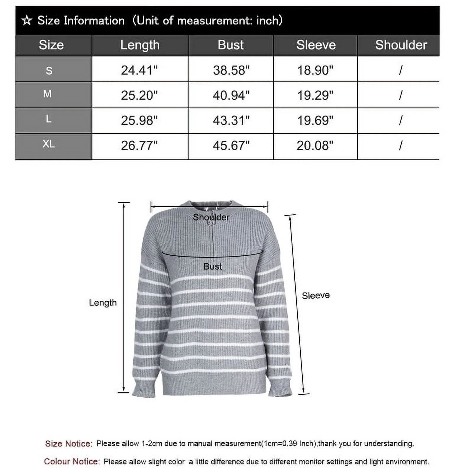 Sweaters for Women Quarter Zip Striped Sweaters Knitted Warm Pullover Sweaters